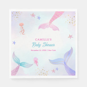 Serviette En Papier Baby shower de la queue de sirène d'été de l'océan