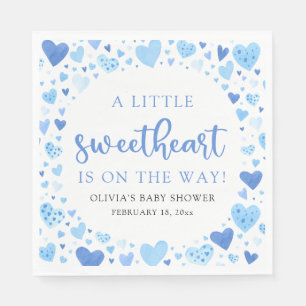 Serviette En Papier Baby shower de la Saint Valentin Blue Little Sweet