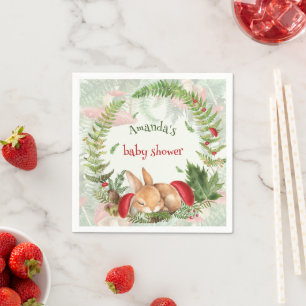 Serviette En Papier Baby shower de lapin fuzzy aux champignons des boi