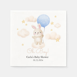 Serviette En Papier Baby shower de lapin mignon bleu garçon