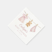 Serviette En Papier Baby shower de ligne de linge rose pour bébé (Coin)