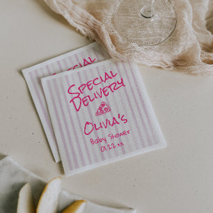 Serviette En Papier Baby shower de livraison spéciale Pizza Tirée main