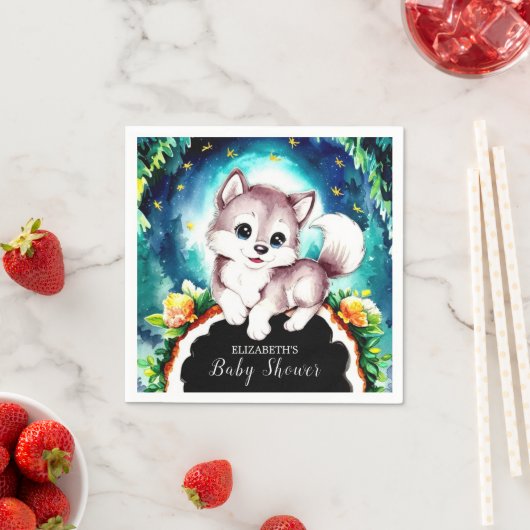 Serviette En Papier Baby shower de loup de bois (En situation)