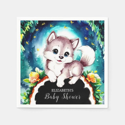 Serviette En Papier Baby shower de loup de bois (Devant)