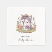 Serviette En Papier Baby shower de loup jouant enchanté (Devant)