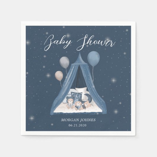 Serviette En Papier Baby shower de l'ours céleste (Devant)