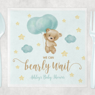 Serviette En Papier Baby shower de l'ours en peluche et des ballons bl
