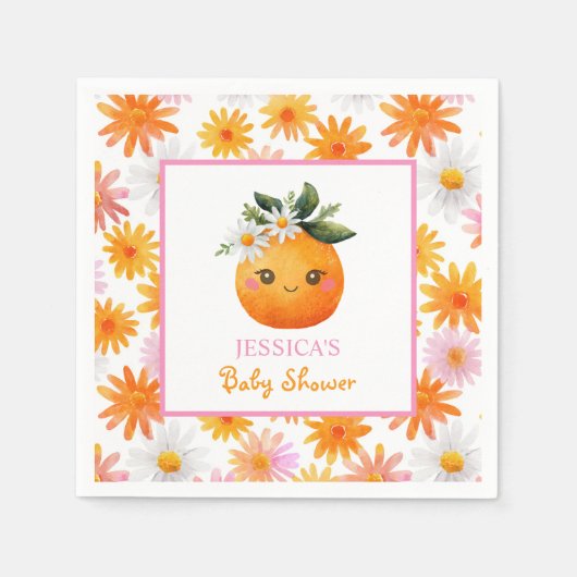 Serviette En Papier Baby shower de marguerites Pastel aux fruits d'ora (Devant)