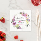 Serviette En Papier Baby shower de Merci de  de couronne de fleurs vio (En situation)
