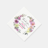 Serviette En Papier Baby shower de Merci de  de couronne de fleurs vio (Coin)