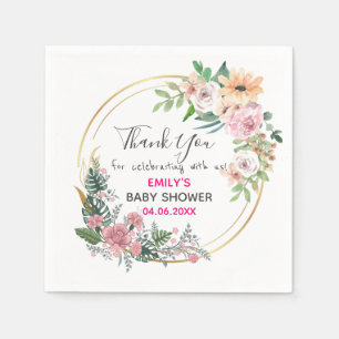 Serviette En Papier Baby shower de Merci de  rose fleuri