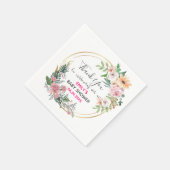 Serviette En Papier Baby shower de Merci de  rose fleuri (Coin)
