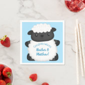 Serviette En Papier Baby shower de mouton ferme Blue Boy (En situation)