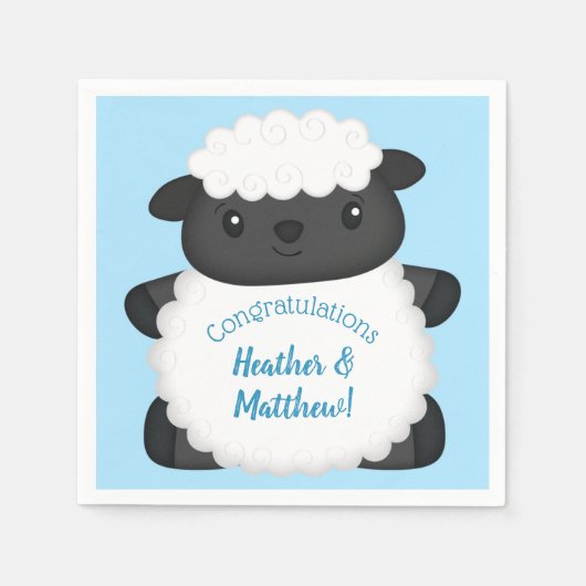 Serviette En Papier Baby shower de mouton ferme Blue Boy (Devant)