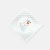 Serviette En Papier Baby shower de Noël Bébé Retro Blue Père Noël (Coin)