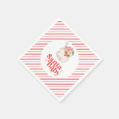 Serviette En Papier Baby shower de Noël Retro Pink Père Noël bébé (Coin)