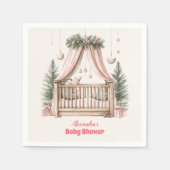 Serviette En Papier Baby shower de Noël rose (Devant)