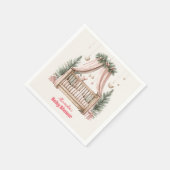 Serviette En Papier Baby shower de Noël rose (Coin)