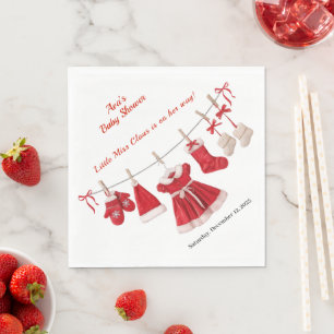 Serviette En Papier Baby Shower de Noël Vêtements de Père Noël Rouge