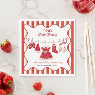 Serviette En Papier Baby Shower de Noël Vêtements de Père Noël Rouge