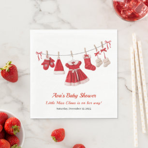 Serviette En Papier Baby Shower de Noël Vêtements de Père Noël Rouge
