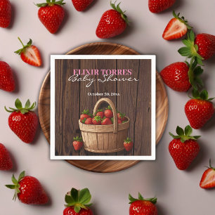 Serviette En Papier Baby shower de panier en bois sucré fraise