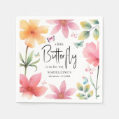 Serviette En Papier Baby shower de papillons floraux roses (Devant)