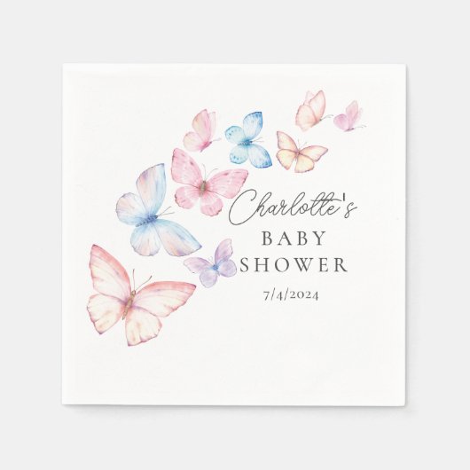 Serviette En Papier Baby shower de papillons Whimsical (Devant)