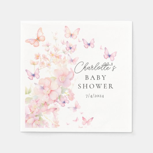 Serviette En Papier Baby shower de papillons Whimsical (Devant)