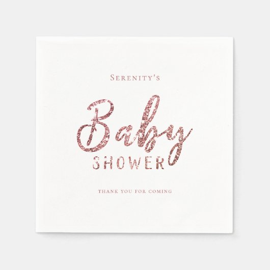 Serviette En Papier baby shower de parties scintillant en or rose bril (Devant)