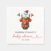 Serviette En Papier Baby shower de Père Noël Red Holly (Devant)