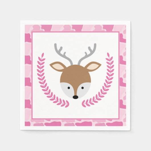 Serviette En Papier Baby shower de petit cerf rose (Devant)