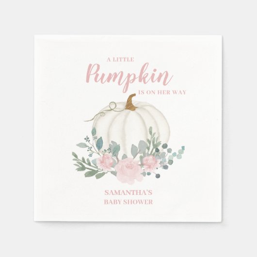 Serviette En Papier Baby shower de petite fille Citrouille (Devant)
