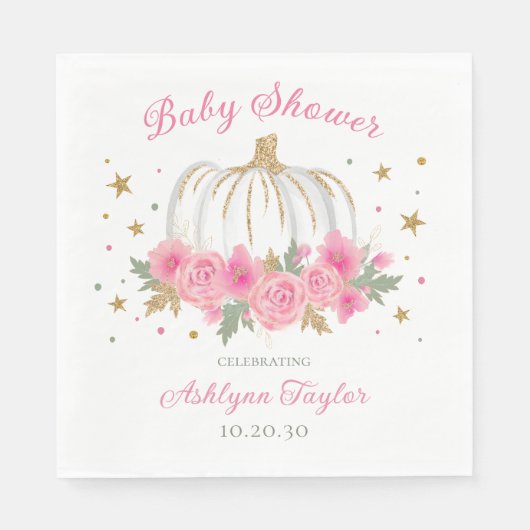 Serviette En Papier Baby shower de petite fille Citrouille (Devant)