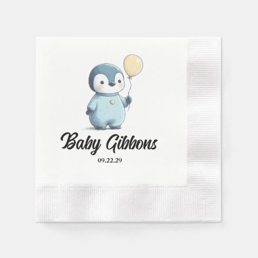 Serviette En Papier Baby shower de pingouin (Devant)