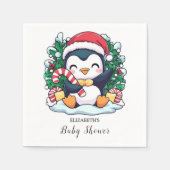 Serviette En Papier Baby shower de pingouin lunaire mystique (Devant)