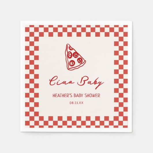 Serviette En Papier Baby shower de pizza italienne Ciao Baby (Devant)