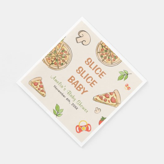 Serviette En Papier Baby shower de pizza pour bébés Slice Slice (Coin)
