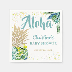 Serviette En Papier Baby shower de plage d'ananas tropical
