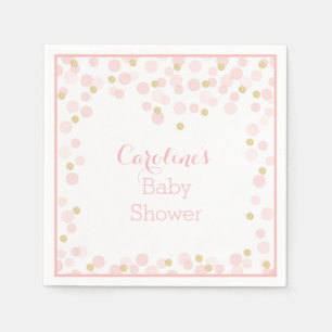Serviette En Papier Baby shower de points d'or rose Napkin