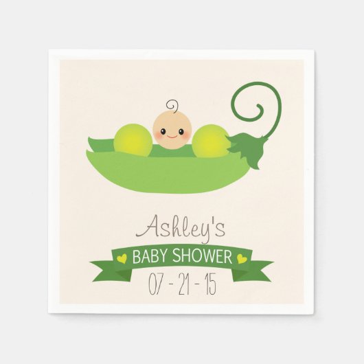 Serviette En Papier Baby shower de pois doux verts (Devant)