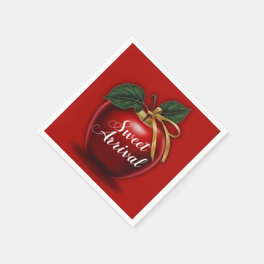 Serviette En Papier Baby shower de pomme rouge d'arrivée douce (Coin)