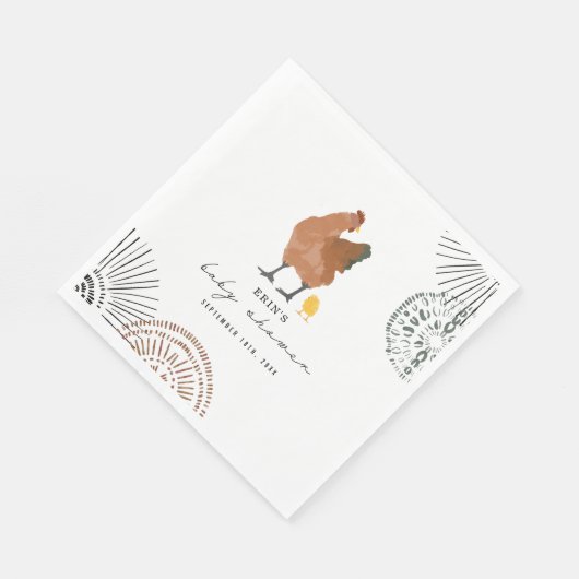 Serviette En Papier Baby shower de poulet (Coin)