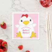Serviette En Papier Baby shower de poulet ferme rose (En situation)
