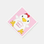 Serviette En Papier Baby shower de poulet ferme rose (Coin)