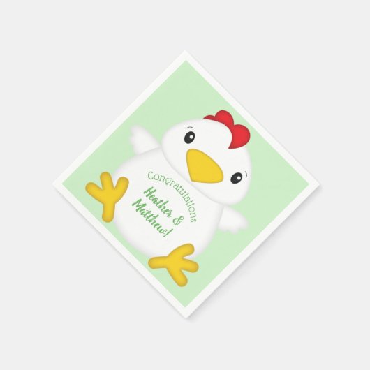 Serviette En Papier Baby shower de poulet vert (Coin)