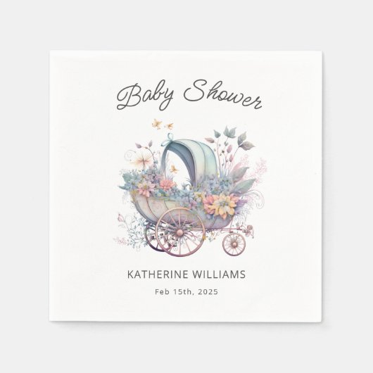 Serviette En Papier Baby shower de poussette de bébé fée (Devant)