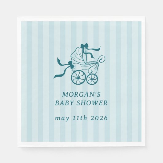 Serviette En Papier Baby shower de poussette de bébé mignonne Preppy (Devant)