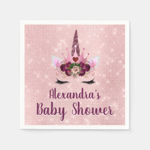 Serviette En Papier Baby shower de princesse Blush Pink Sparkle