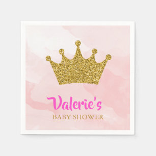 Serviette En Papier Baby shower de princesse Gold Glitter Crown